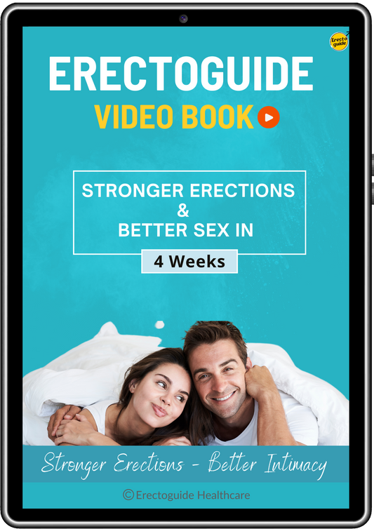 Erectoguide video book on tablet promoting natural methods for stronger erections in 4 weeks